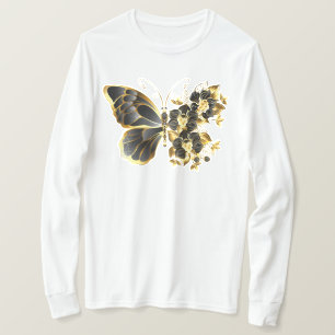 Gold Flower Butterfly met Black Orchid T-shirt