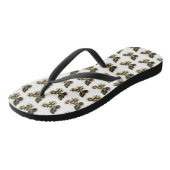 Gold Flower Butterfly met Black Orchid Teenslippers (Schuin)