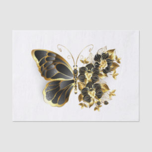 Gold Flower Butterfly met Black Orchid Tissuepapier