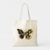 Gold Flower Butterfly met Black Orchid Tote Bag (Achterkant)