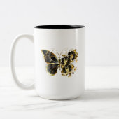 Gold Flower Butterfly met Black Orchid Tweekleurige Koffiemok (Links)