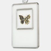 Gold Flower Butterfly met Black Orchid Verzilverd Omlijst Ornament (Links)