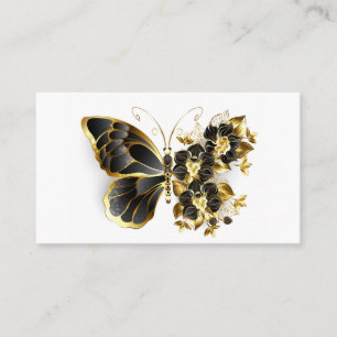 Gold Flower Butterfly met Black Orchid Visitekaartje