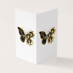 Gold Flower Butterfly met Black Orchid Visitekaartje