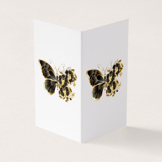 Gold Flower Butterfly met Black Orchid Visitekaartje (Buitenkant)