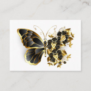 Gold Flower Butterfly met Black Orchid Visitekaartje
