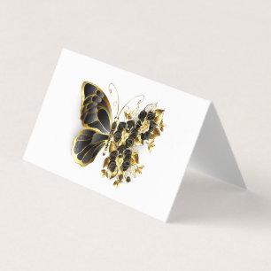 Gold Flower Butterfly met Black Orchid Visitekaartje
