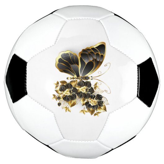 Gold Flower Butterfly met Black Orchid Voetbal (Gedraaid)