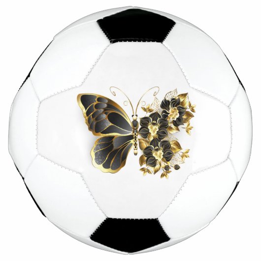 Gold Flower Butterfly met Black Orchid Voetbal (Voorkant)