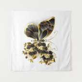 Gold Flower Butterfly met Black Orchid Wandkleed (Voorkant (horizontaal))