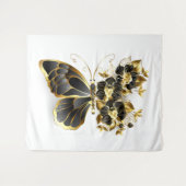 Gold Flower Butterfly met Black Orchid Wandkleed (Voorkant (horizontaal))