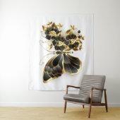 Gold Flower Butterfly met Black Orchid Wandkleed (In situ)