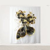 Gold Flower Butterfly met Black Orchid Wandkleed (Voorkant)