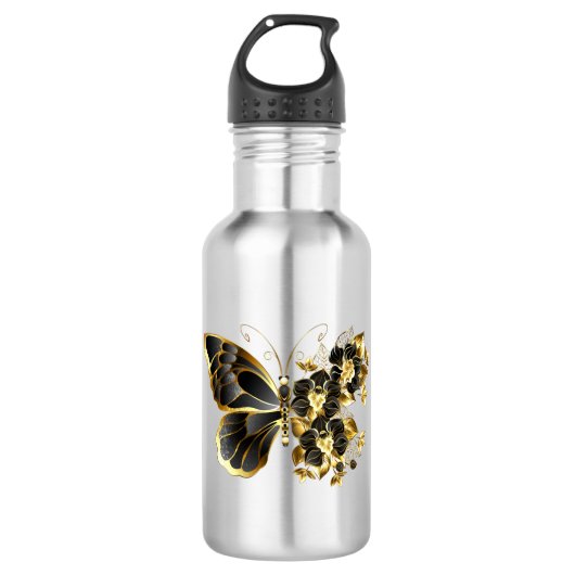 Gold Flower Butterfly met Black Orchid Waterfles (Voorkant)
