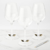 Gold Flower Butterfly met Black Orchid Wijnglaslabel (Set)