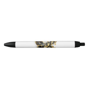 Gold Flower Butterfly met Black Orchid Zwarte Inkt Pen