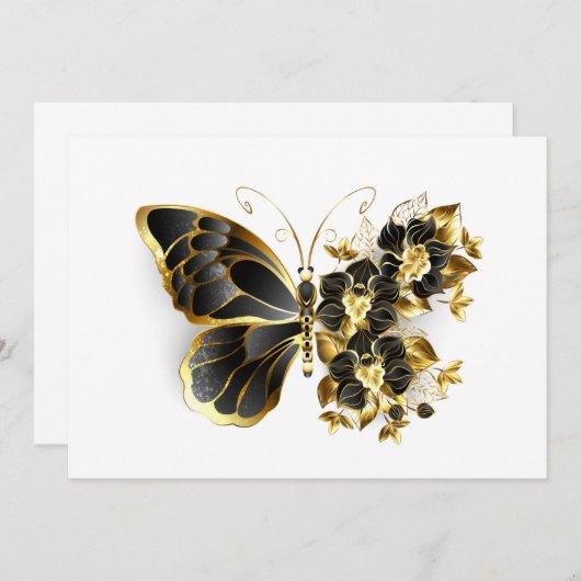 Gold Flower Butterfly with Black Orchid Aankondiging (Voorkant / Achterkant)