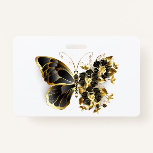 Gold Flower Butterfly with Black Orchid Badge (Voorkant)