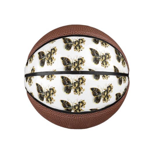 Gold Flower Butterfly with Black Orchid Basketbal (Voorkant)