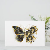 Gold Flower Butterfly with Black Orchid Briefpapier (Staand voorkant)
