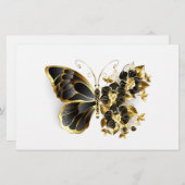 Gold Flower Butterfly with Black Orchid Briefpapier (Voorkant / Achterkant)