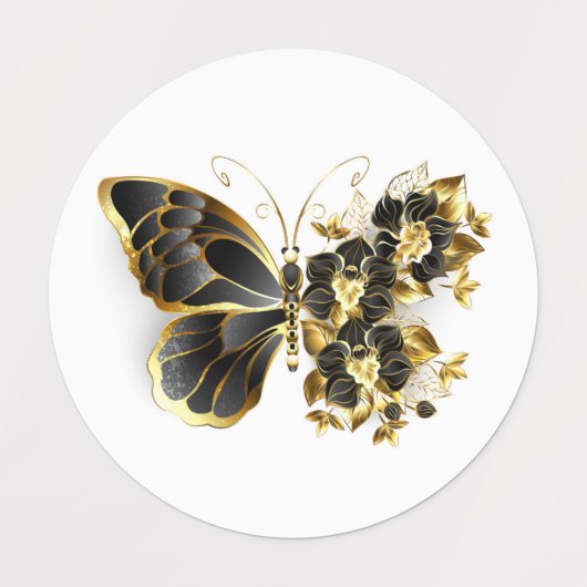 Gold Flower Butterfly with Black Orchid Labels (Design 1)