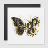 Gold Flower Butterfly with Black Orchid Magnetische Uitnodiging (Voorkant / Achterkant)