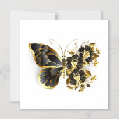 Gold Flower Butterfly with Black Orchid Magnetische Uitnodiging (Voorkant)