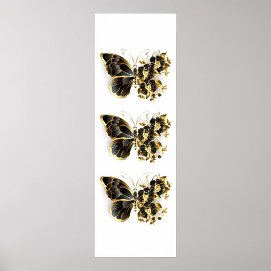 Gold Flower Butterfly with Black Orchid Poster (Voorkant)