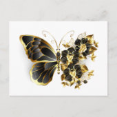 Gold Flower Butterfly with Black Orchid Uitnodiging Briefkaart (Voorkant)