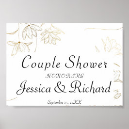 Gold Flower Couwer Welkome Poster Sign.