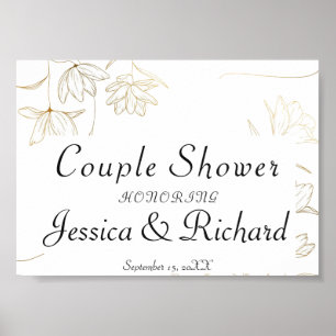 Gold Flower Couwer Welkome Poster Sign.