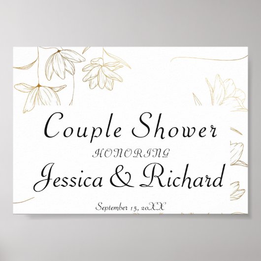 Gold Flower Couwer Welkome Poster Sign. (Voorkant)