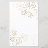 Gold Flower Dinner Menu Kaart (Achterkant)