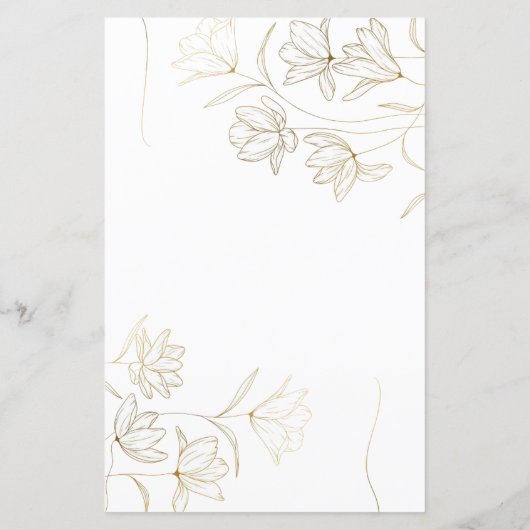 Gold Flower Dinner Menu Kaart (Achterkant)