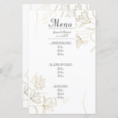 Gold Flower Dinner Menu Kaart (Voorkant / Achterkant)