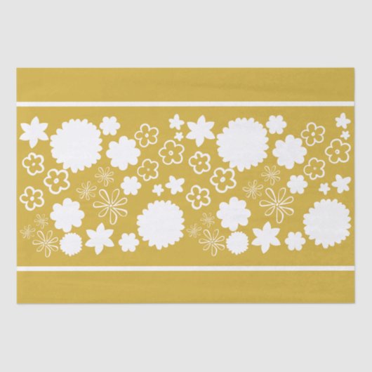 Gold Flower Floral Pattern Celebration Decoupage Tissuepapier (Voorkant)