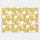 Gold Flower Floral Pattern Inpakpapier Vel (Voorkant 3)