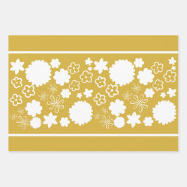 Gold Flower Floral Pattern Inpakpapier Vel