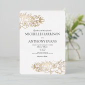 Gold Flower Folie huwelijksuitnodiging Folie Uitnodiging (Staand Voorkant)