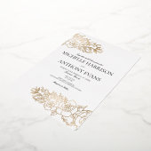 Gold Flower Folie huwelijksuitnodiging Folie Uitnodiging (Gedraaid)