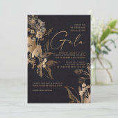 Gold Flower Gala-uitnodiging Kaart (Staand voorkant)