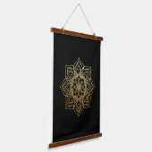 Gold Flower Mandala op zwart Hangend Wandkleed (Gebogen)