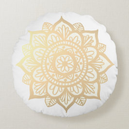 Gold Flower Mandala Round Pillow Rond Kussen