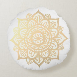 Gold Flower Mandala Round Pillow Rond Kussen