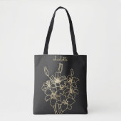 Gold Flower Monogramed Tote Bag (Voorkant)