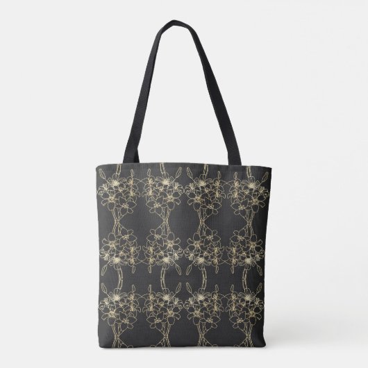 Gold Flower Monogramed Tote Bag (Achterkant)