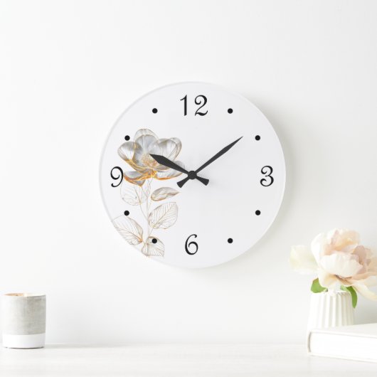 Gold Flower Numbers Grote Klok (Huis)