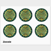 Gold Flower of life on malachite Ronde Sticker (Vel)