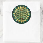 Gold Flower of life on malachite Ronde Sticker (Tas)